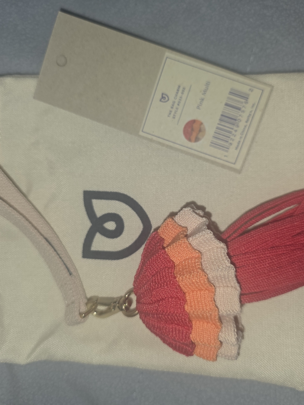 RARE-Rothy's JellyfishTassel Keychain in, Pink, Orange, White - Picture 2 of 3